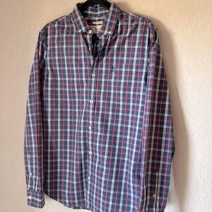 Original Penguin Slim Fit Plaid Button Down | Navy, Red & White | Size M | Plaid